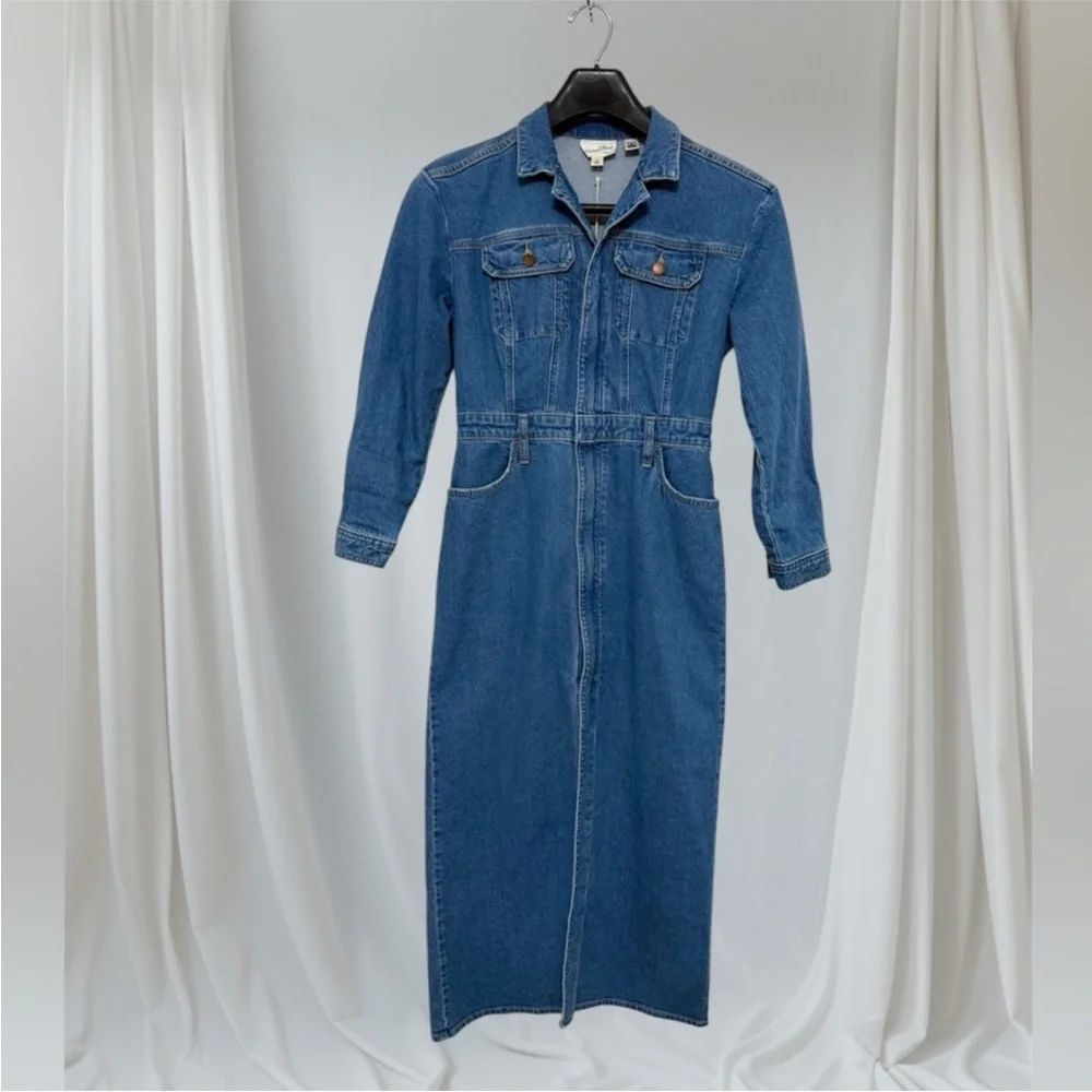 Denim Maxi Long Sleeve Shirtdress Universal Thread Medium Wash Size 6 NWT - Picture 2 of 10